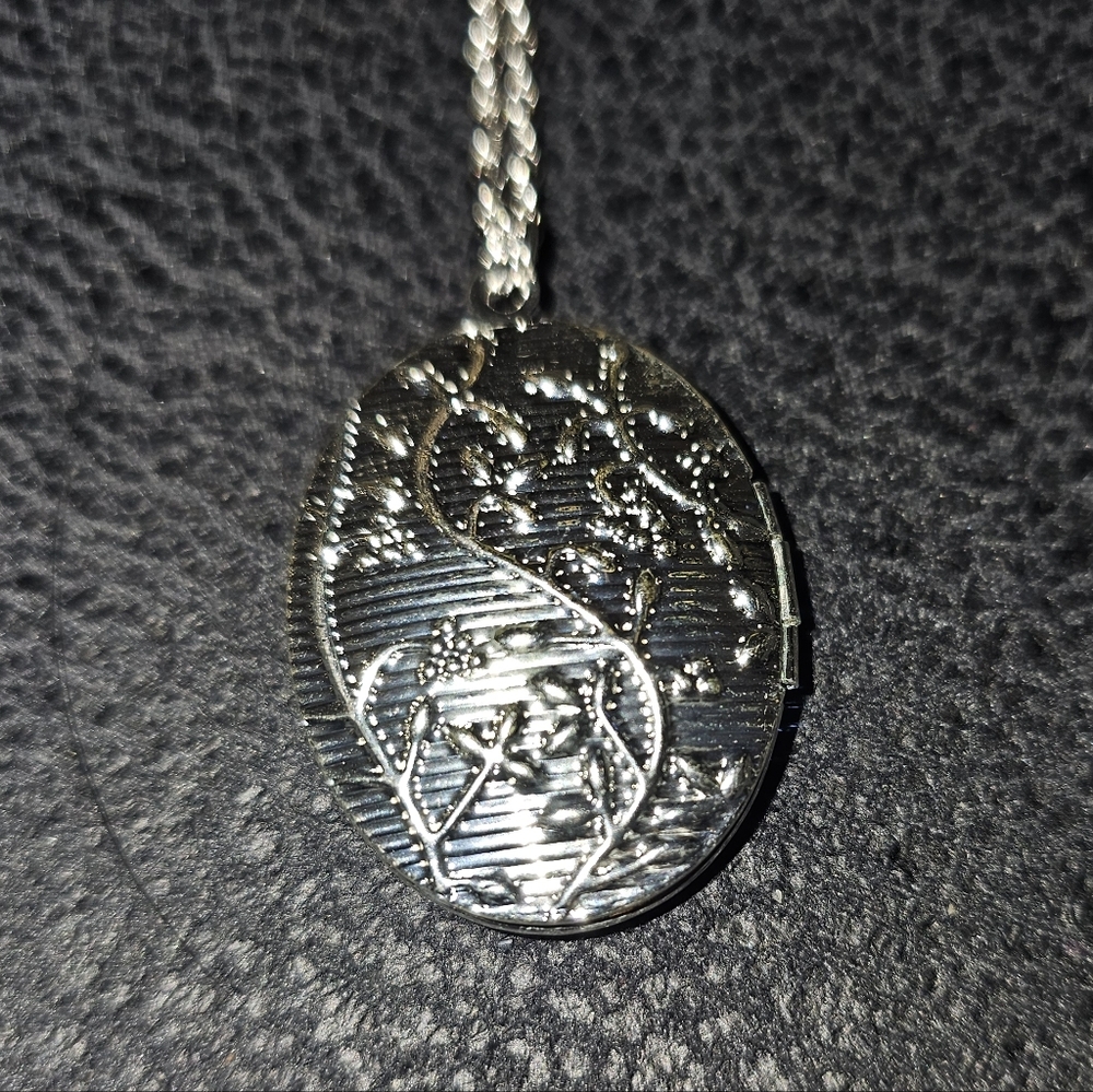 Silver Pendant Necklace. Pendent Opens.